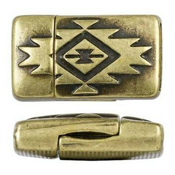 REGALIZ Southwestern Rectangle Magnetic Clasp Antique Brass Plated