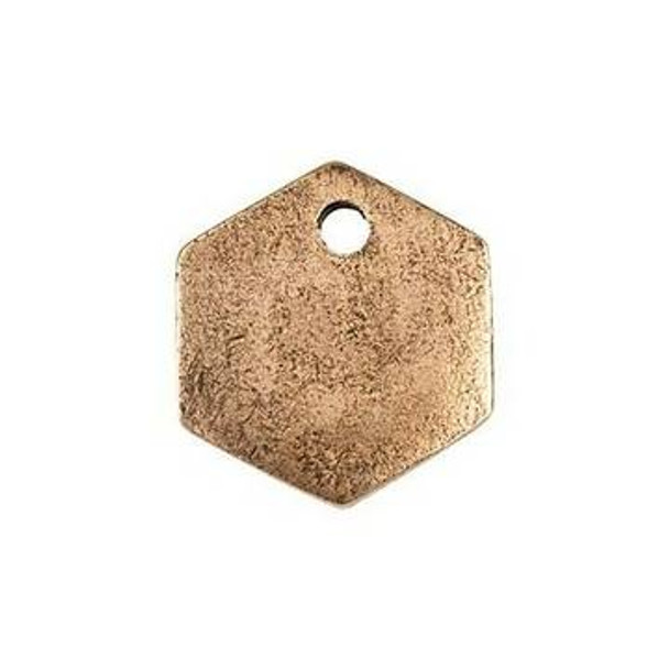 NUNN DESIGN Mini Hexagon Flat Tag Antique Copper Plated Pewter