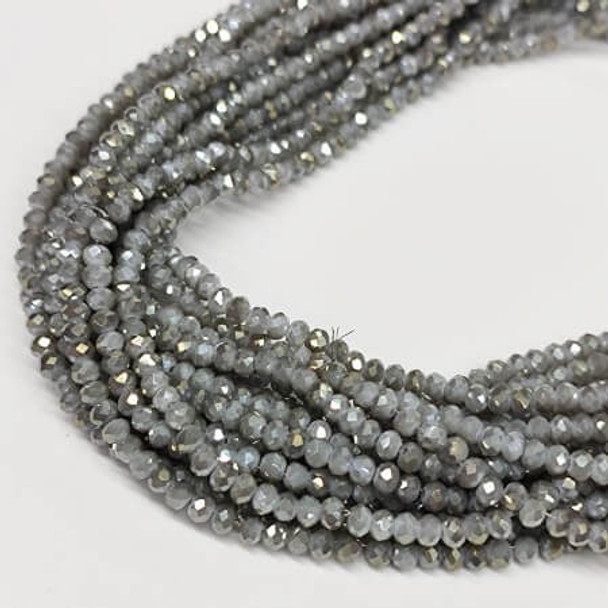 Chinese Crystal Rondelle Beads OPAL GREY IRIS