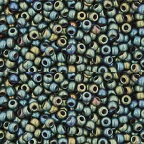Toho ROUND 11/0 Seed Beads FROSTED METALLIC IRIS GREEN BROWN