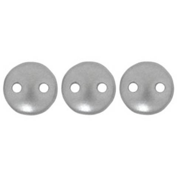 2-Hole Lentil Beads 6mm PEARL COAT SILVER