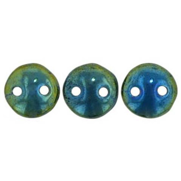 2-Hole Lentil Beads 6mm IRIS GREEN