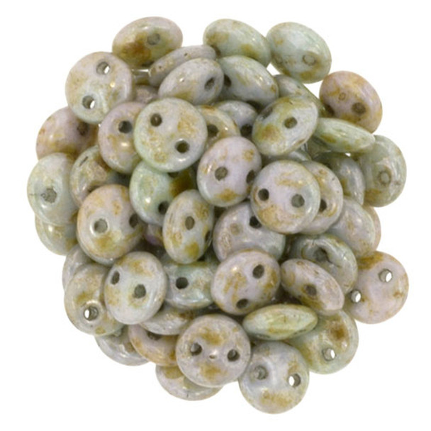 2-Hole Lentil Beads 6mm CzechMates LUSTER ULTRA OPAQUE GREEN