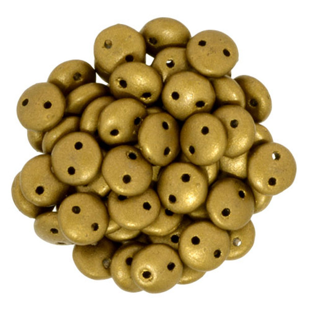 2-Hole Lentil Beads 6mm CzechMates MATTE METALLIC GOLDENROD