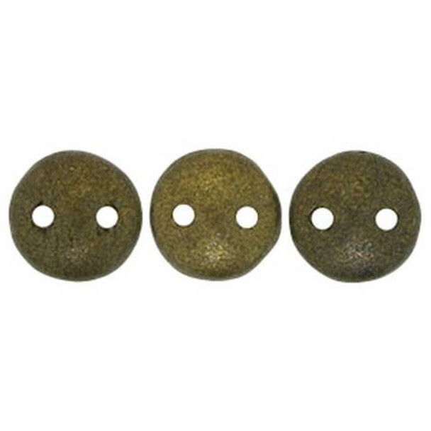 2-Hole Lentil Beads 6mm METALLIC SUEDE DK GREEN