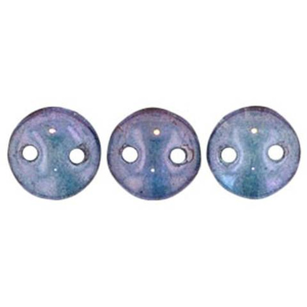 2-Hole Lentil Beads 6mm LUSTER TRANSPARENT DENIM BLUE