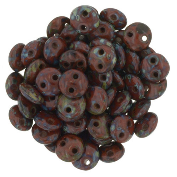 2-Hole Lentil Beads 6mm CzechMates UMBER PICASSO