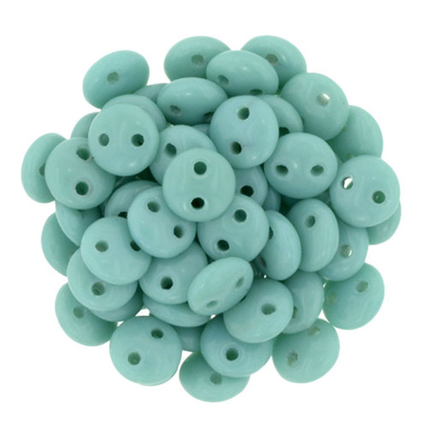 2-Hole Lentil Beads 6mm CzechMates TURQUOISE