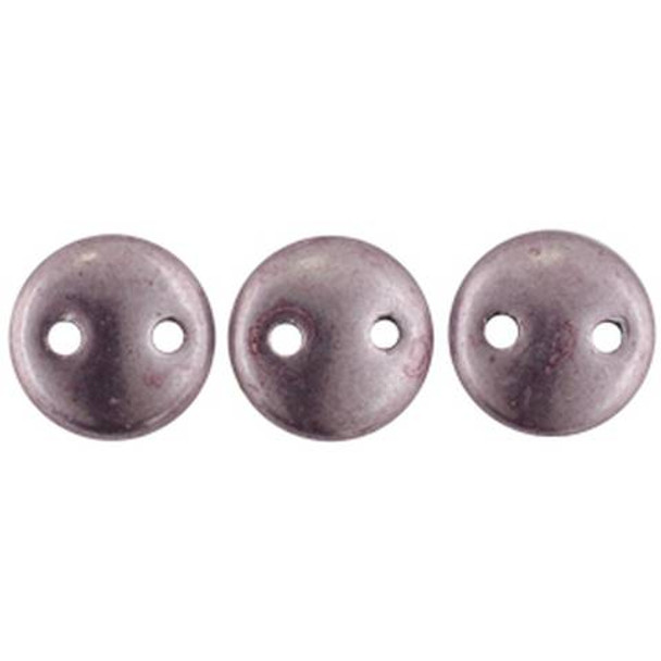 2-Hole Lentil Beads 6mm CzechMates SUEDED GOLD BLACKENED PEARL