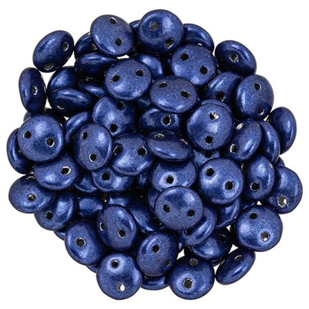 2-Hole Lentil Beads 6mm CzechMates SATURATED METALLIC EVENING BLUE