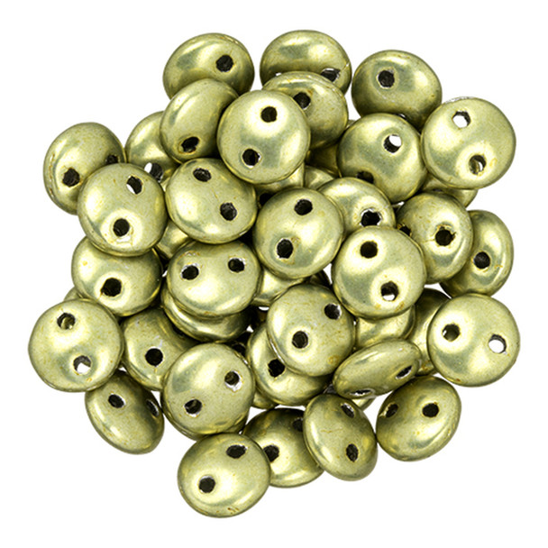 2-Hole Lentil Beads 6mm CzechMates SATURATED METALLIC LIMELIGHT