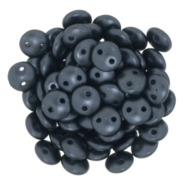 2-Hole Lentil Beads 6mm CzechMates PEARL COAT CHARCOAL