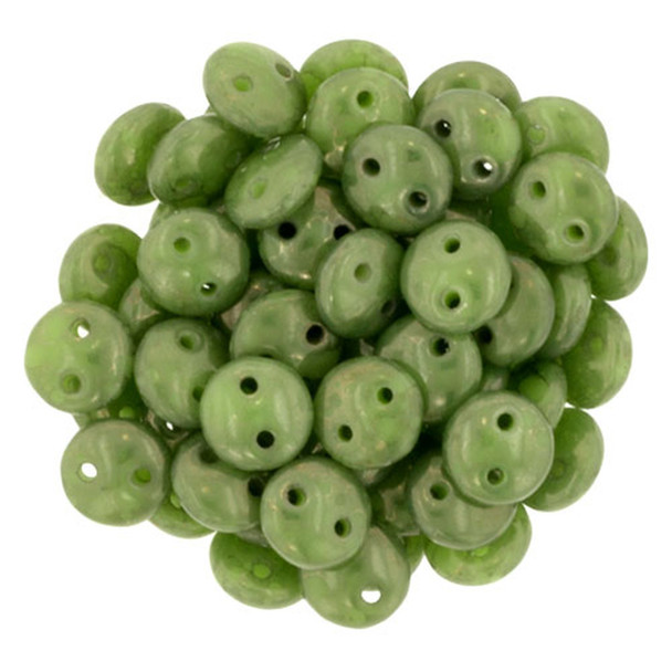 2-Hole Lentil Beads 6mm CzechMates HONEYDEW MOON DUST