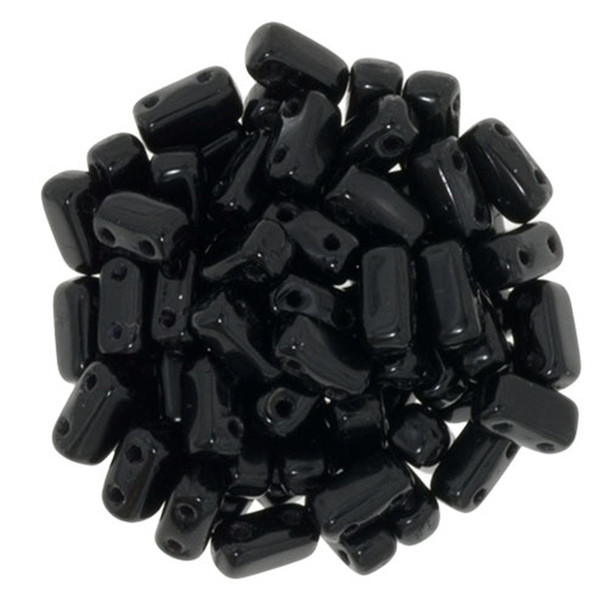 2-Hole Brick Beads 6x3mm CzechMates JET