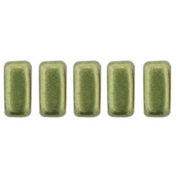 2-Hole Brick Beads 6x3mm CzechMates SUEDED GOLD FERN