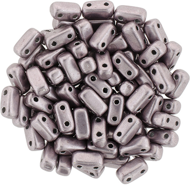 2-Hole Brick Beads 6x3mm CzechMates SATURATED METALLIC ALMOST MAUVE