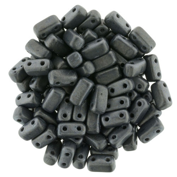 2-Hole Brick Beads 6x3mm CzechMates MATTE HEMATITE