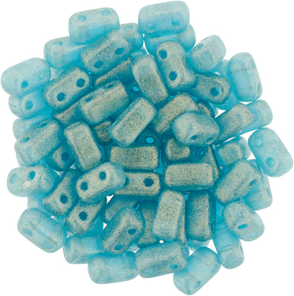 2-Hole Brick Beads 6x3mm CzechMates SUEDED GOLD TEAL