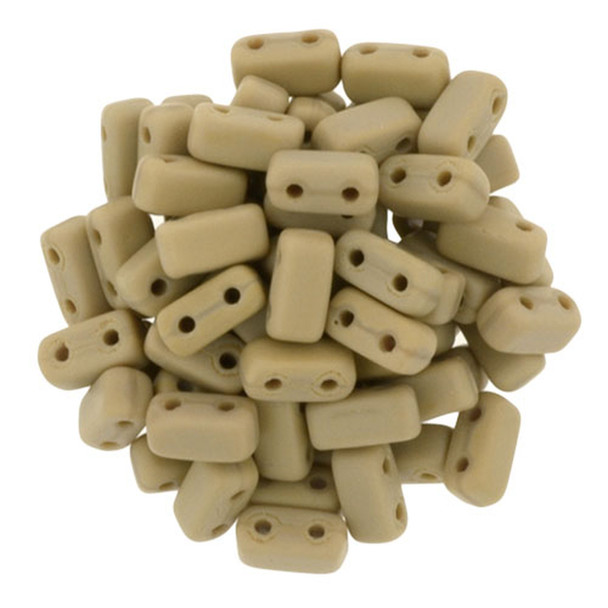 2-Hole Brick Beads 6x3mm CzechMates MATTE FRENCH BEIGE