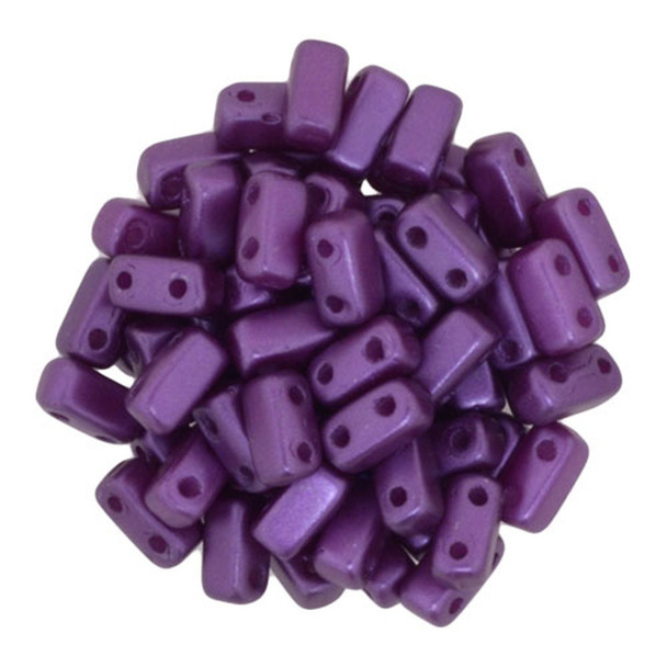 2-Hole Brick Beads 6x3mm CzechMates PEARL COAT PURPLE VELVET