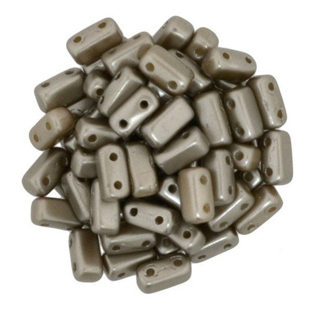 2-Hole Brick Beads 6x3mm CzechMates PEARL COAT BROWN SUGAR