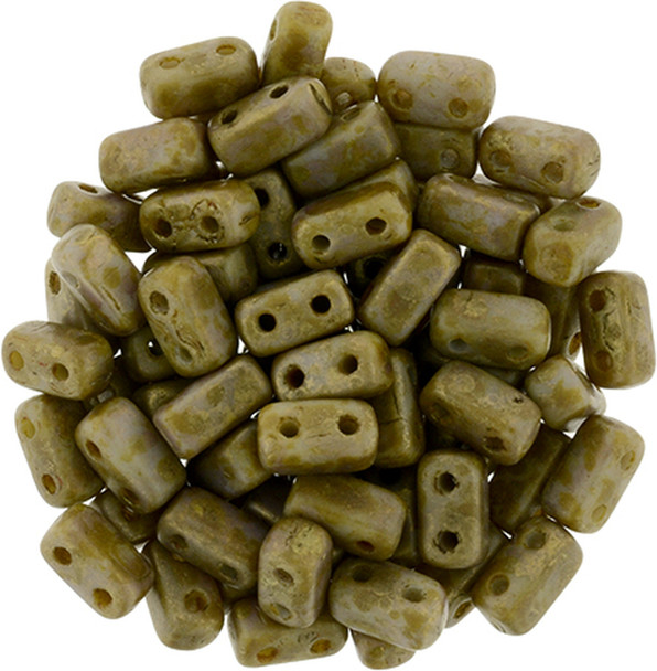 2-Hole Brick Beads 6x3mm CzechMates ASHEN GRAY COPPER PICASSO