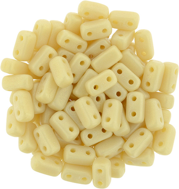 2-Hole Brick Beads 6x3mm CzechMates SUEDED GOLD OPAQUE LT BEIGE