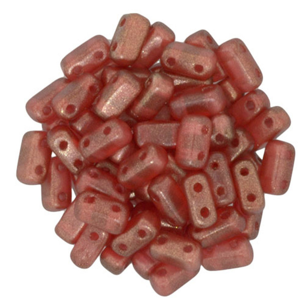 2-Hole Brick Beads 6x3mm CzechMates HALO CARDINAL