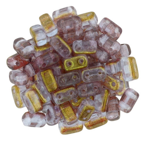 2-Hole Brick Beads 6x3mm CzechMates PINK LUSTER HALFCOAT ALEXANDRITE