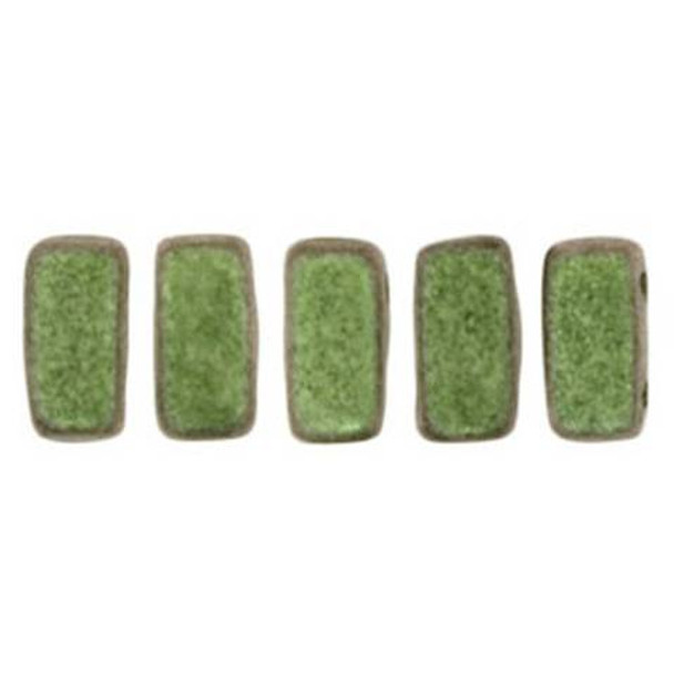 2-Hole Brick Beads CzechMates POLYCHROME OLIVE MAUVE
