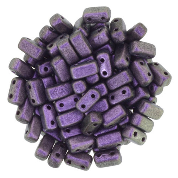 2-Hole Brick Beads 6x3mm CzechMates POLYCHROME BLACK CURRANT