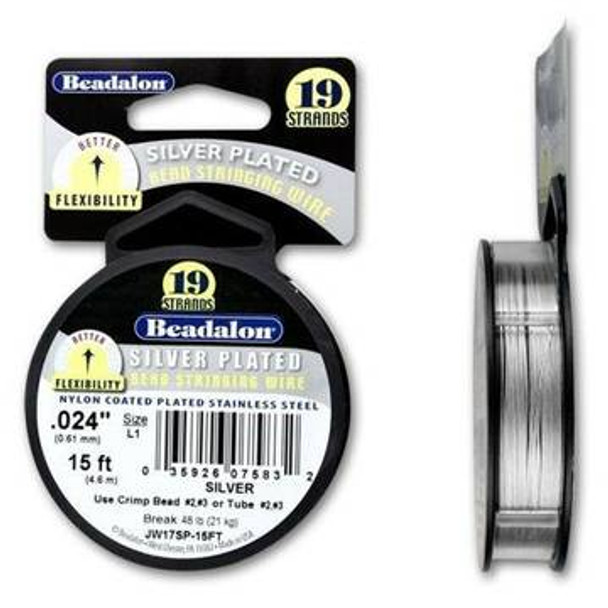 Beadalon 19 Bead Stringing Wire SILVER PLATED