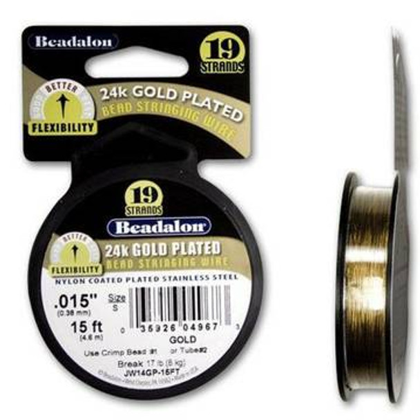 Beadalon 19 Bead Stringing Wire GOLD PLATED