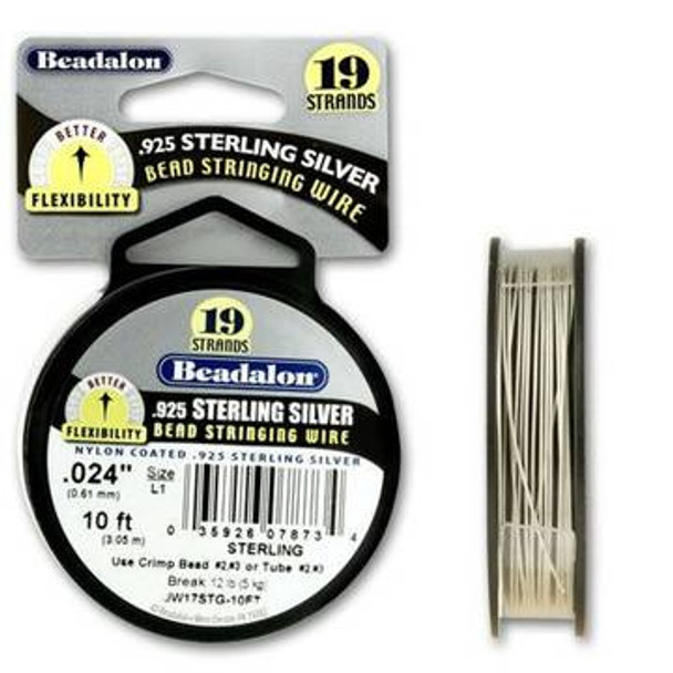 Beadalon 19 Bead Stringing Wire SOLID SILVER