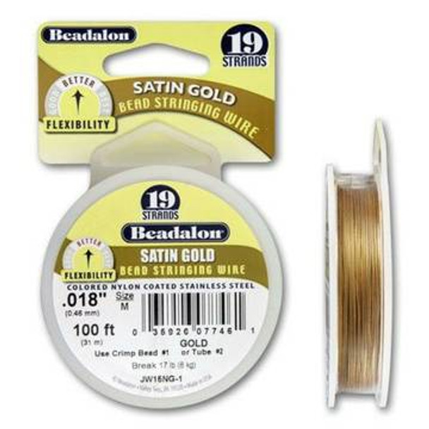Beadalon 19 Bead Stringing Wire SATIN GOLD