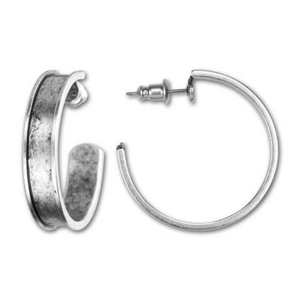 NUNN DESIGN Channel Earring Post Antique Silver Plated Pewter