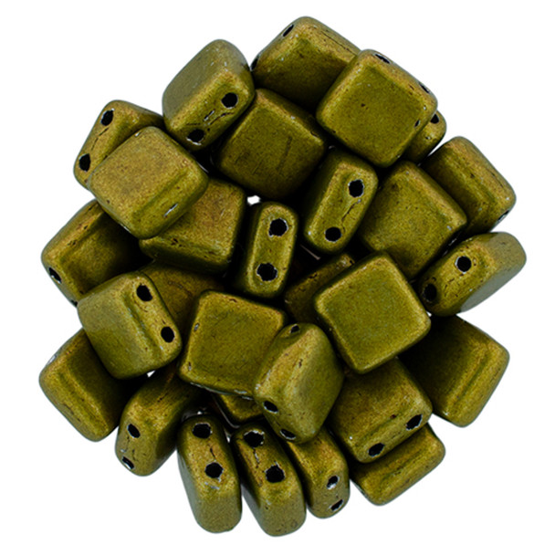 2-Hole TILE Beads 6mm CzechMates SATURATED METALLIC MEADOWLARK