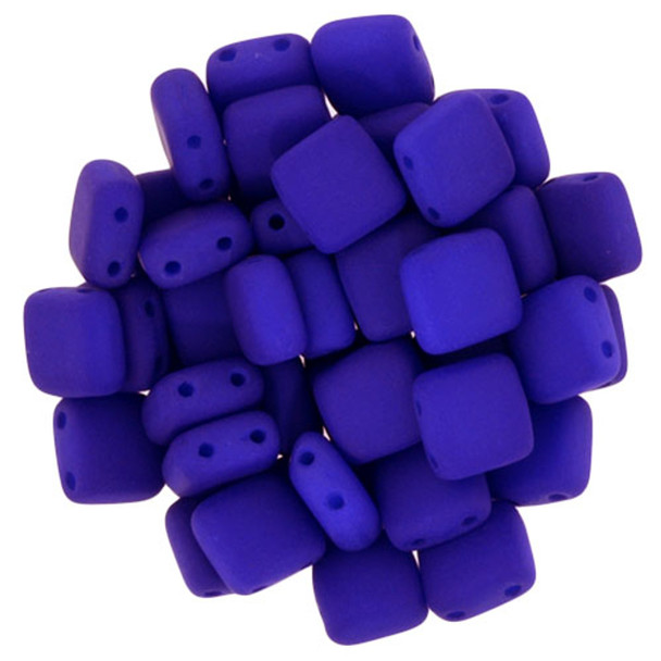 2-Hole TILE Beads 6mm CzechMates NEON BLUE