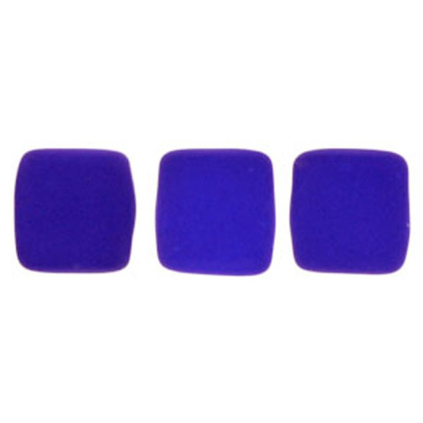 2-Hole TILE Beads 6mm NEON BLUE