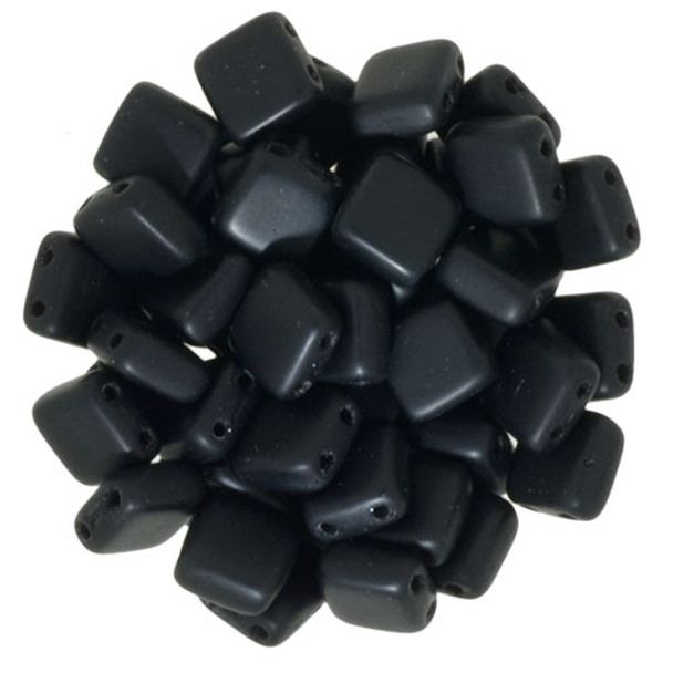 2-Hole TILE Beads 6mm CzechMates MATTE JET