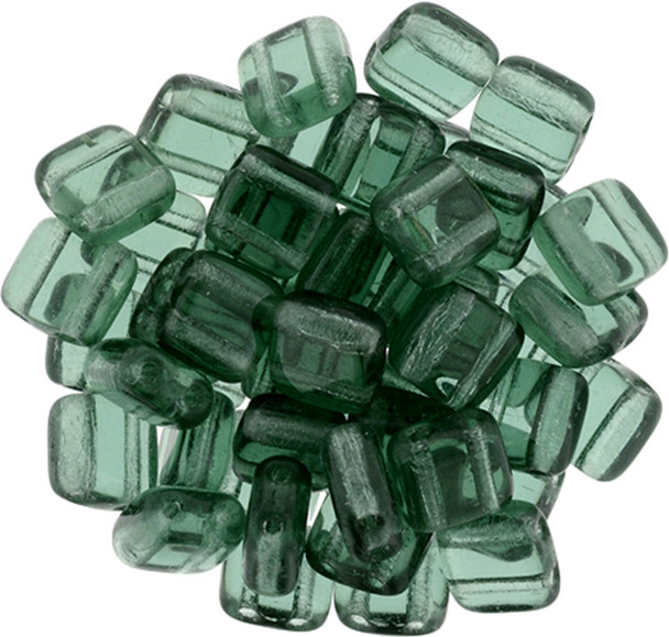 2-Hole TILE Beads 6mm CzechMates PRAIRIE GREEN