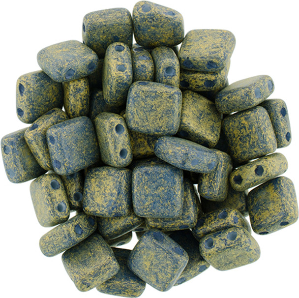 2-Hole TILE Beads 6mm CzechMates PACIFICA POPPY SEED