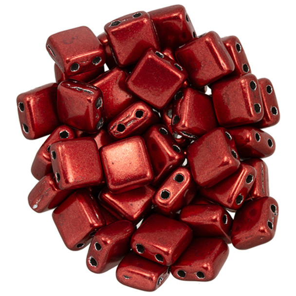 2-Hole TILE Beads 6mm CzechMates SATURATED METALLIC MERLOT
