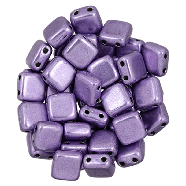 2-Hole TILE Beads 6mm CzechMates SATURATED METALLIC CROCUS PETAL