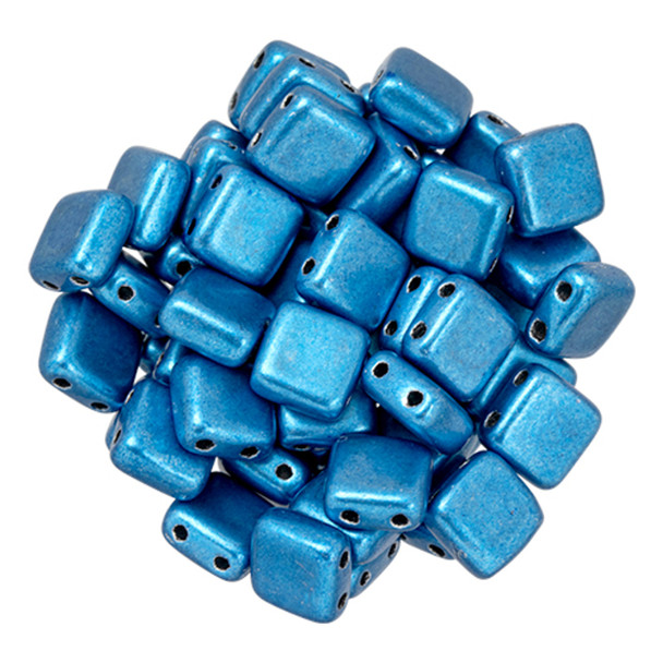 2-Hole TILE Beads 6mm CzechMates SATURATED METALLIC NEBULAS BLUE