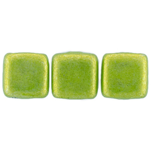 2-Hole TILE Beads 6mm SATURATED METALLIC LIME PUNCH