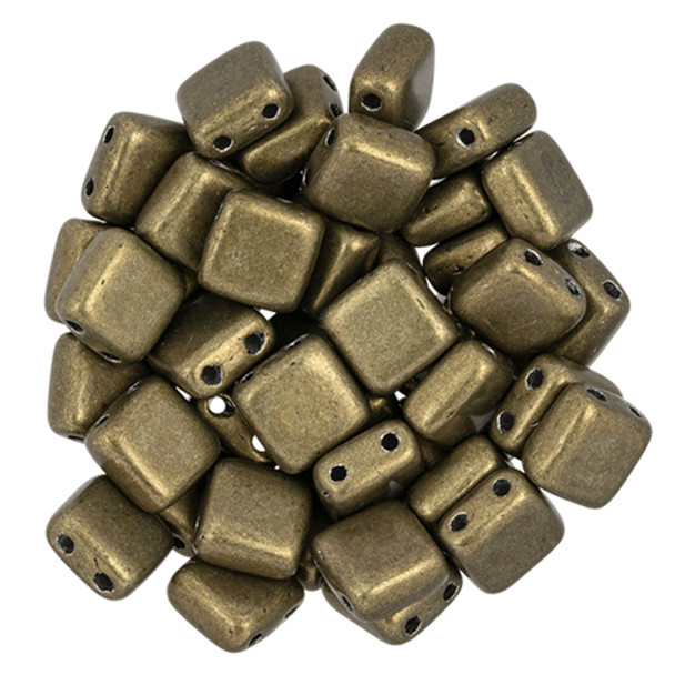 2-Hole TILE Beads 6mm CzechMates SATURATED METALLIC EMPERADOR