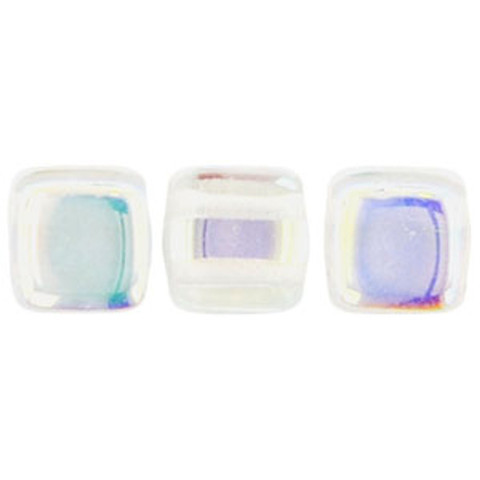 2-Hole TILE Beads 6mm CRYSTAL AB