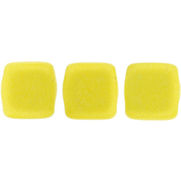 2-Hole TILE Beads 6mm SUEDED GOLD OPAQUE YELLOW