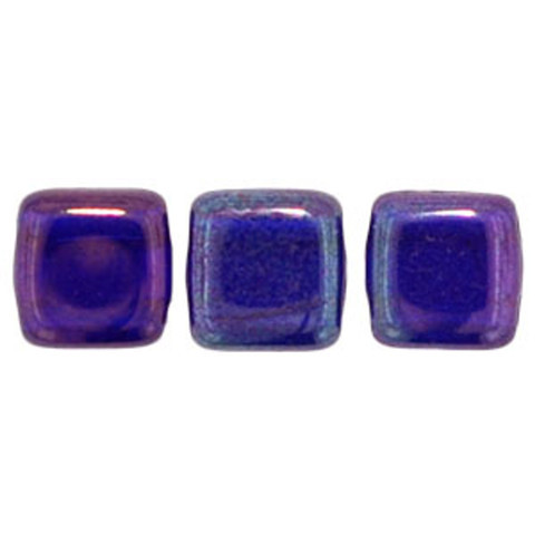 2-Hole TILE Beads 6mm COBALT VEGA